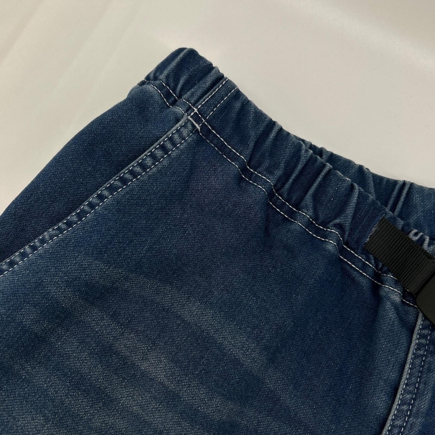 Gramicci グラミチ ブルー コットン ウエストゴム ジップフライ ベルト デニム パンツ ボトムス