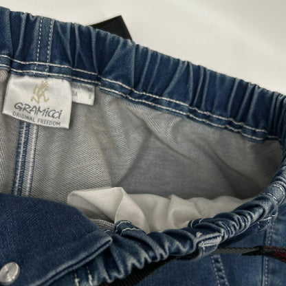 Gramicci グラミチ ブルー コットン ウエストゴム ジップフライ ベルト デニム パンツ ボトムス