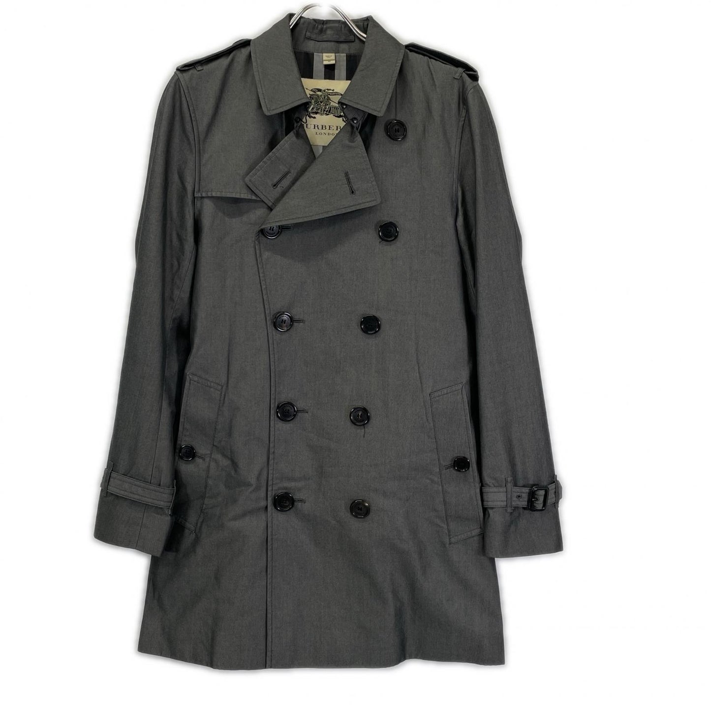 BURBERRY バーバリー チャコール コットン 裏地チェック ダブルブレスト トレンチコート コート