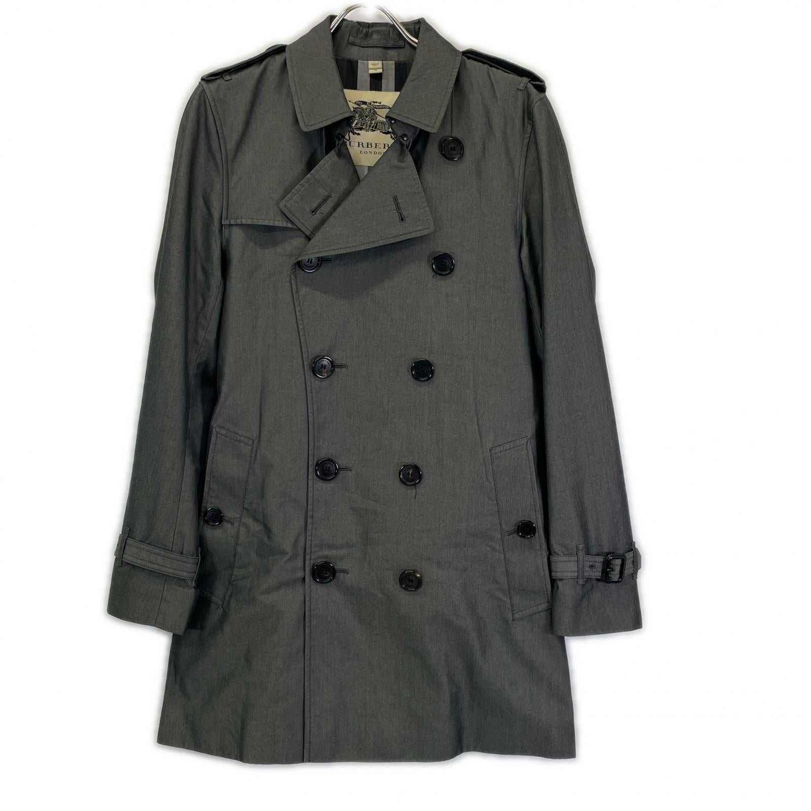 BURBERRY バーバリー チャコール コットン 裏地チェック ダブルブレスト トレンチコート コート