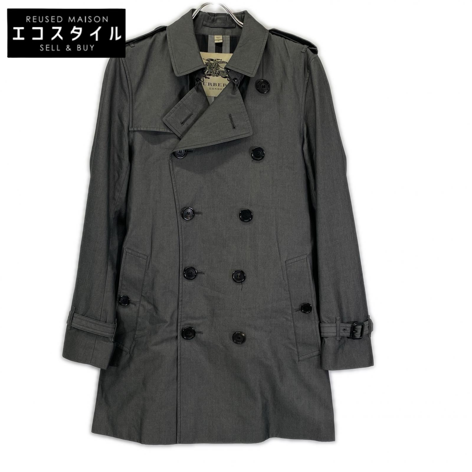 BURBERRY バーバリー チャコール コットン 裏地チェック ダブルブレスト トレンチコート コート