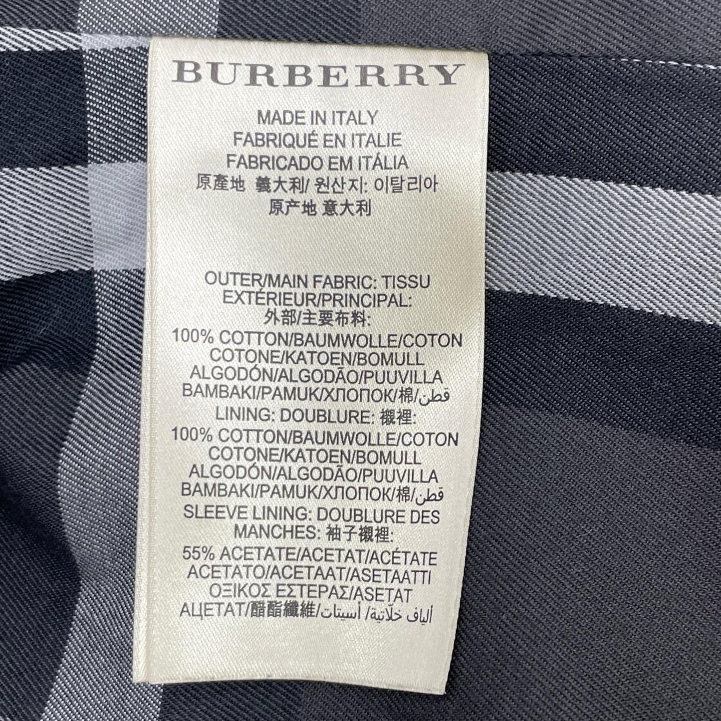 BURBERRY バーバリー チャコール コットン 裏地チェック ダブルブレスト トレンチコート コート