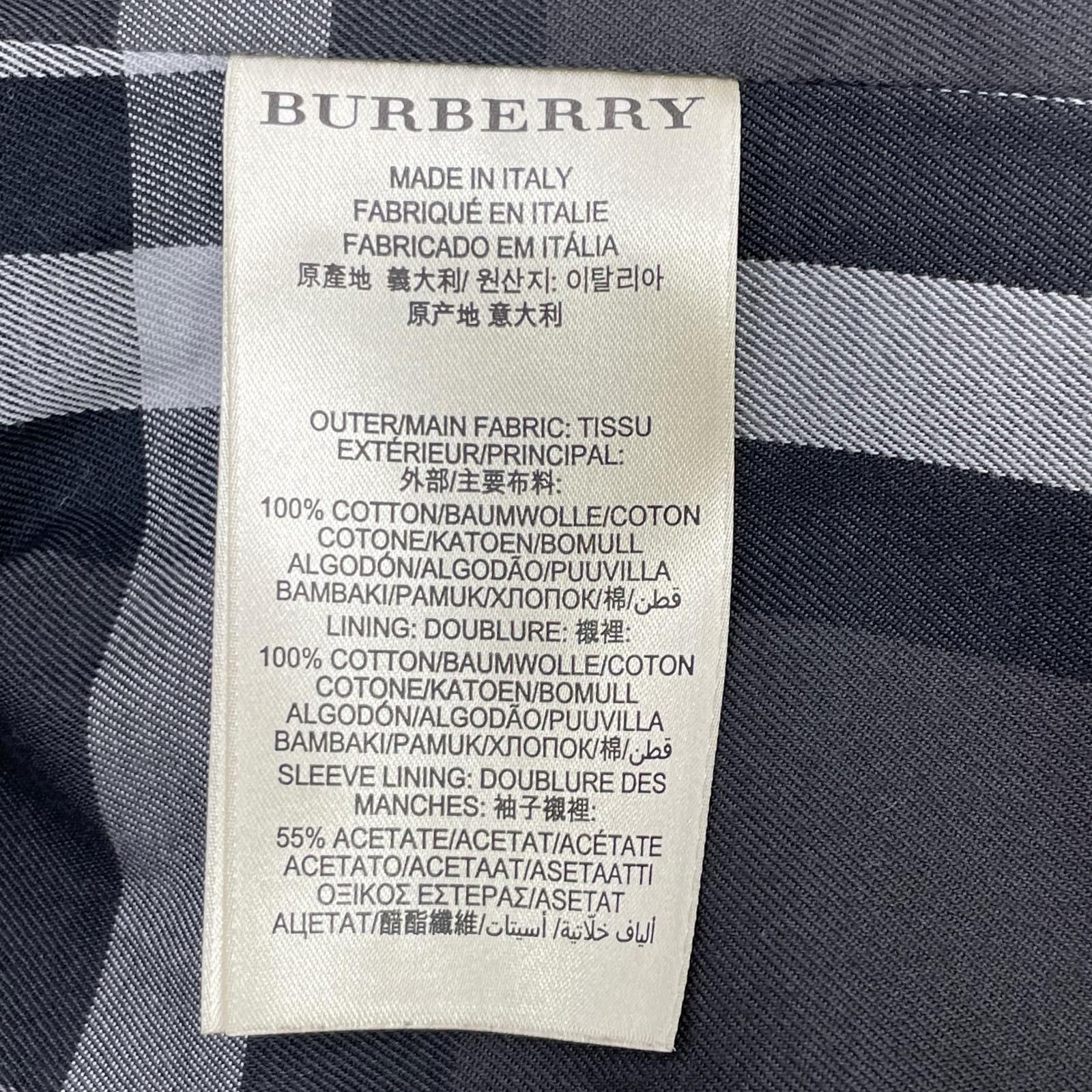 BURBERRY バーバリー チャコール コットン 裏地チェック ダブルブレスト トレンチコート コート