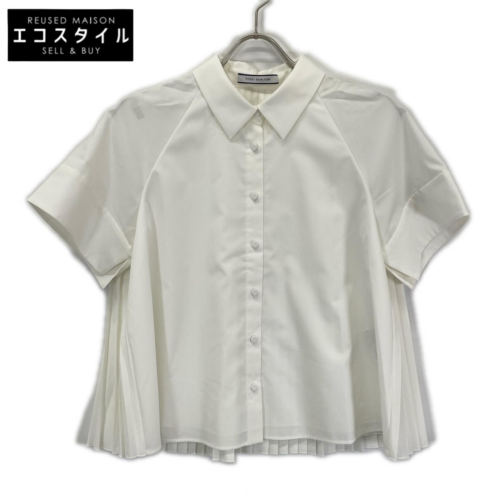 FOXEY NEW YORK フォクシーニューヨーク 44663 24年 ホワイト Modern Plisse 後ろプリーツブラウス トップス