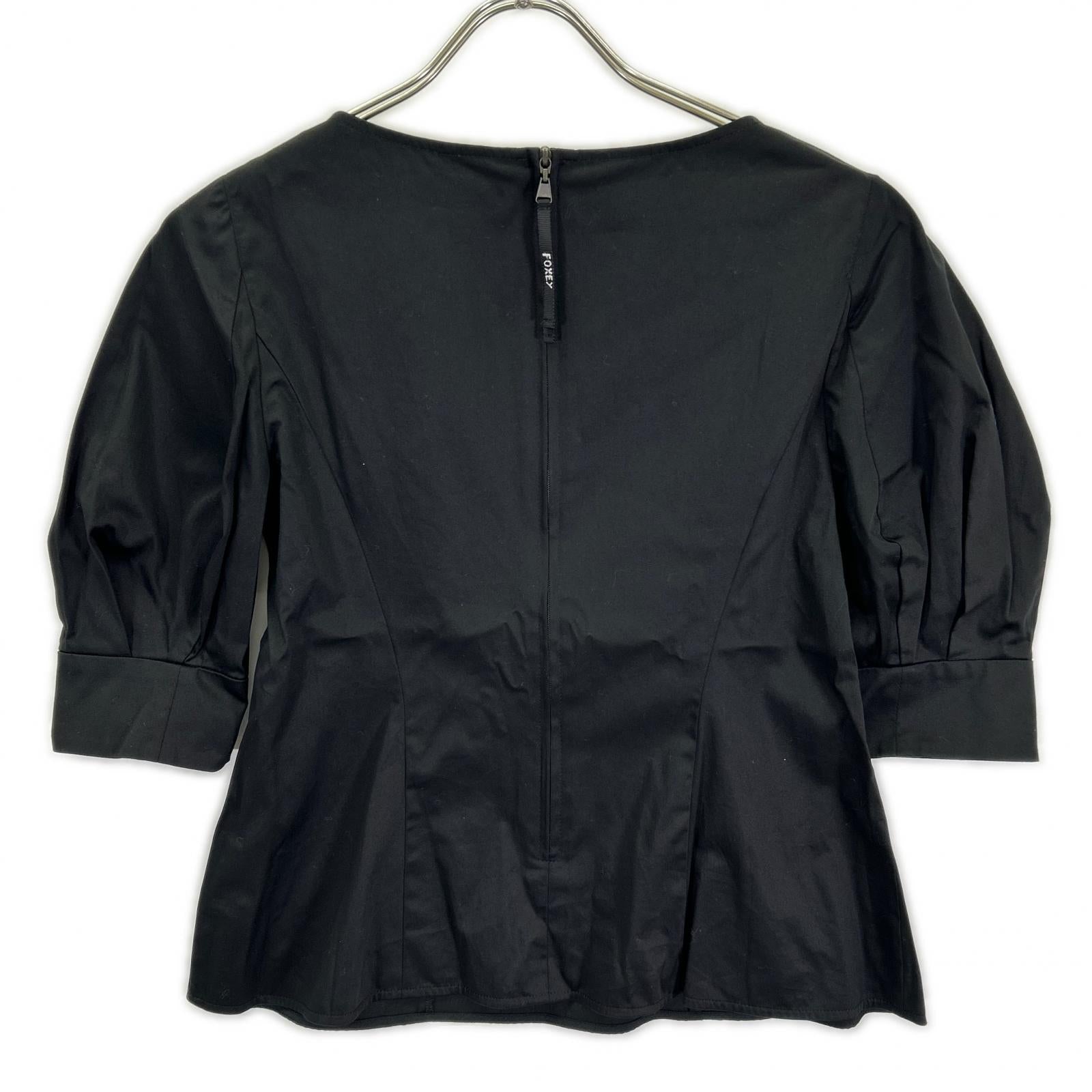 FOXEY NEW YORK フォクシーニューヨーク 43291 23年 ブラック TOP LE REVE ボリュームショートスリーブブラウス トップス