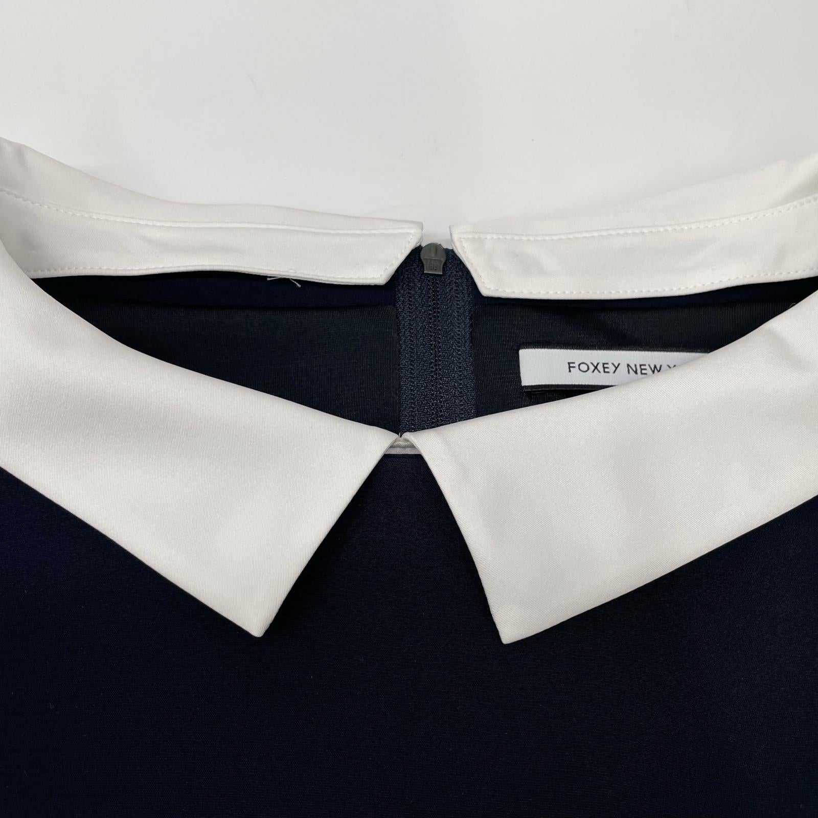 FOXEY NEW YORK フォクシーニューヨーク 42633 22年 ネイビー New Standard Dress カラー付き半袖ワンピース ワンピース