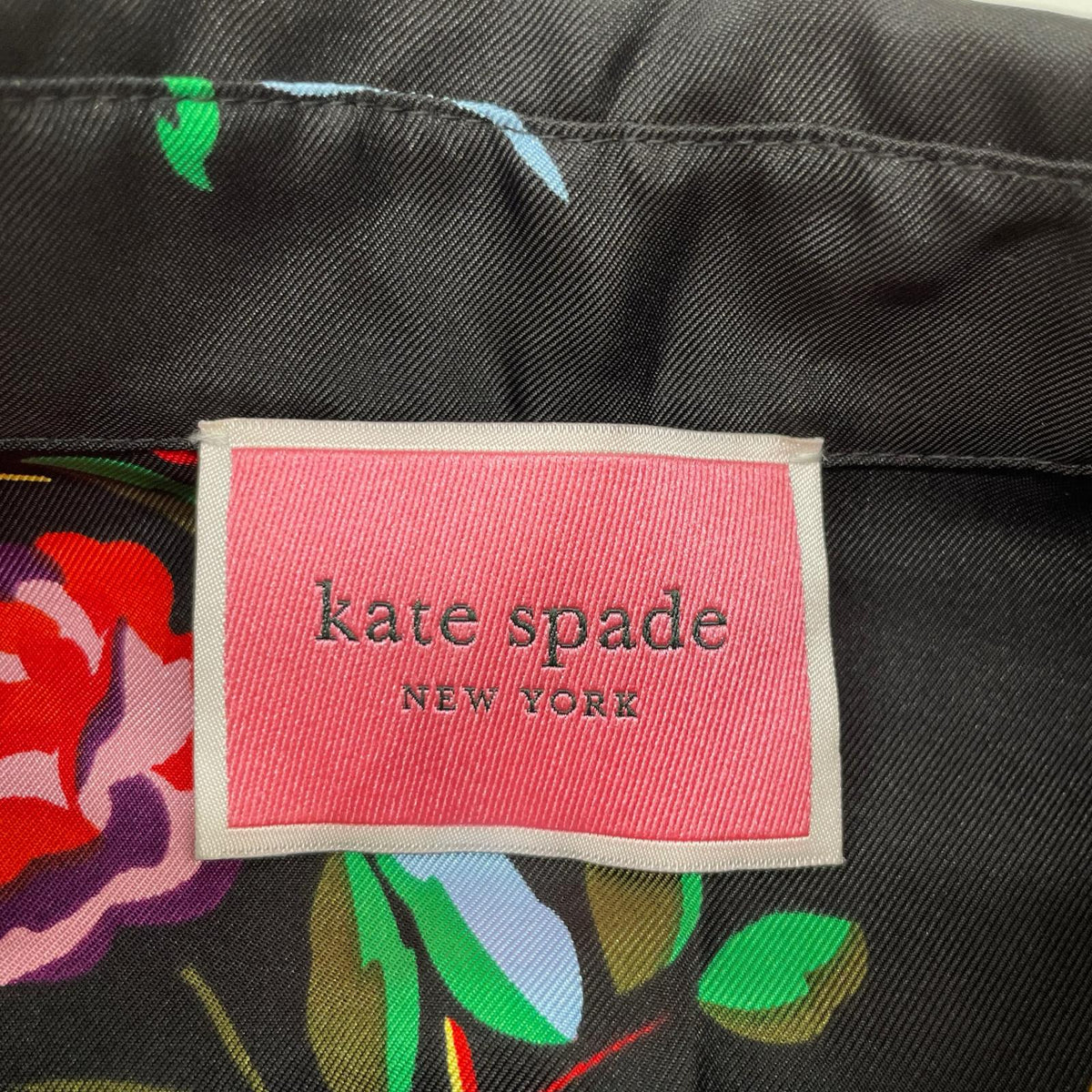 Kate spade ケイトスペード ブラック オータムフローラルシルクブレンドシャツドレス フラワープリントワンピース ワンピース