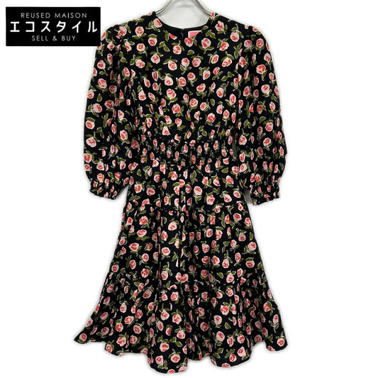 Kate spade Black Silk-Blend Ditsy Rose Dress, Rose-Print One-Piece