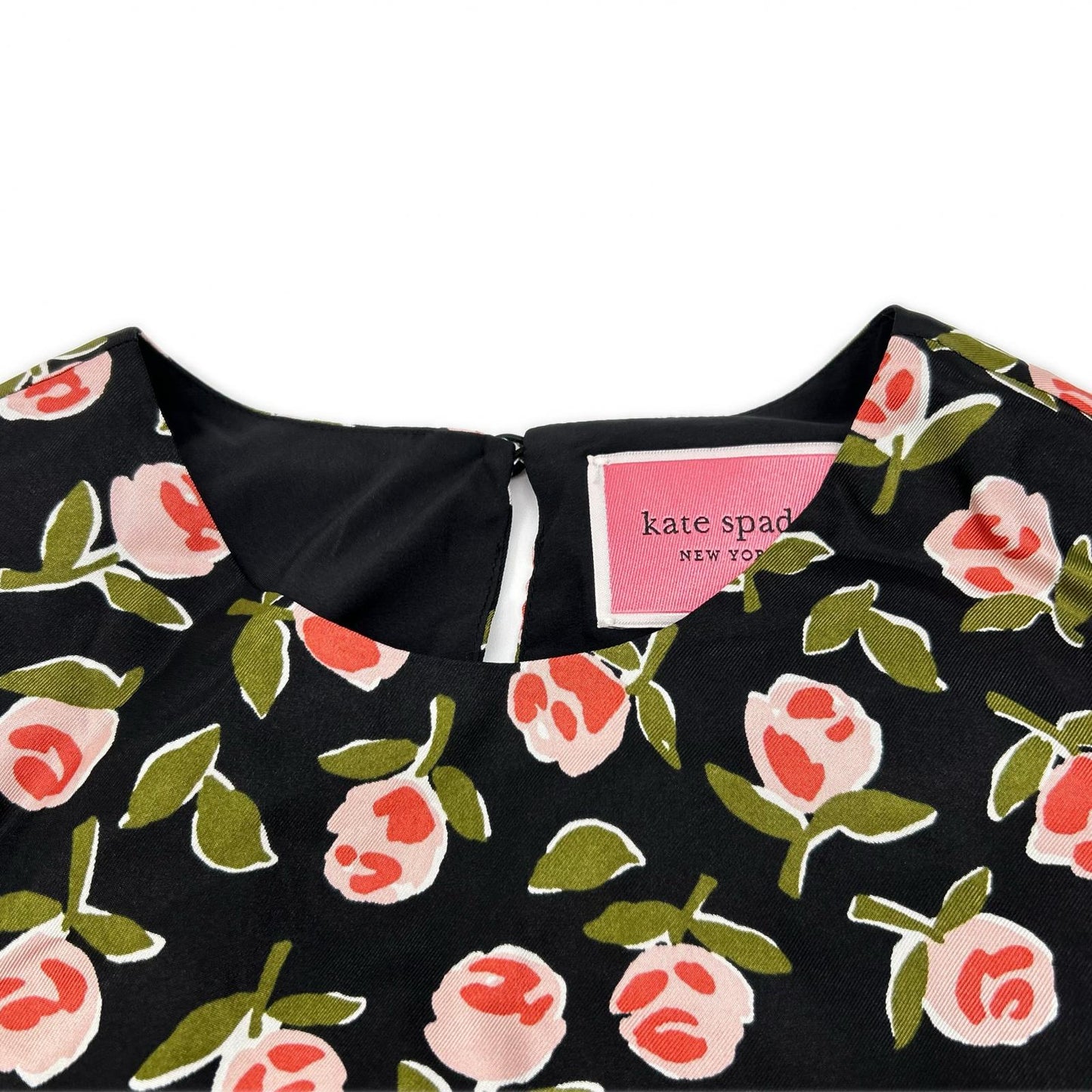 Kate spade ケイトスペード ブラック シルクブレンド ディッツィローズドレス ローズプリントワンピース ワンピース