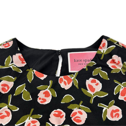 Kate spade ケイトスペード ブラック シルクブレンド ディッツィローズドレス ローズプリントワンピース ワンピース