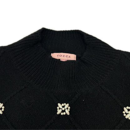 TOCCA トッカ KRTOSW0361 ブラック 【洗える!】PEARL BOUQUET KNIT ニットプルオーバー トップス