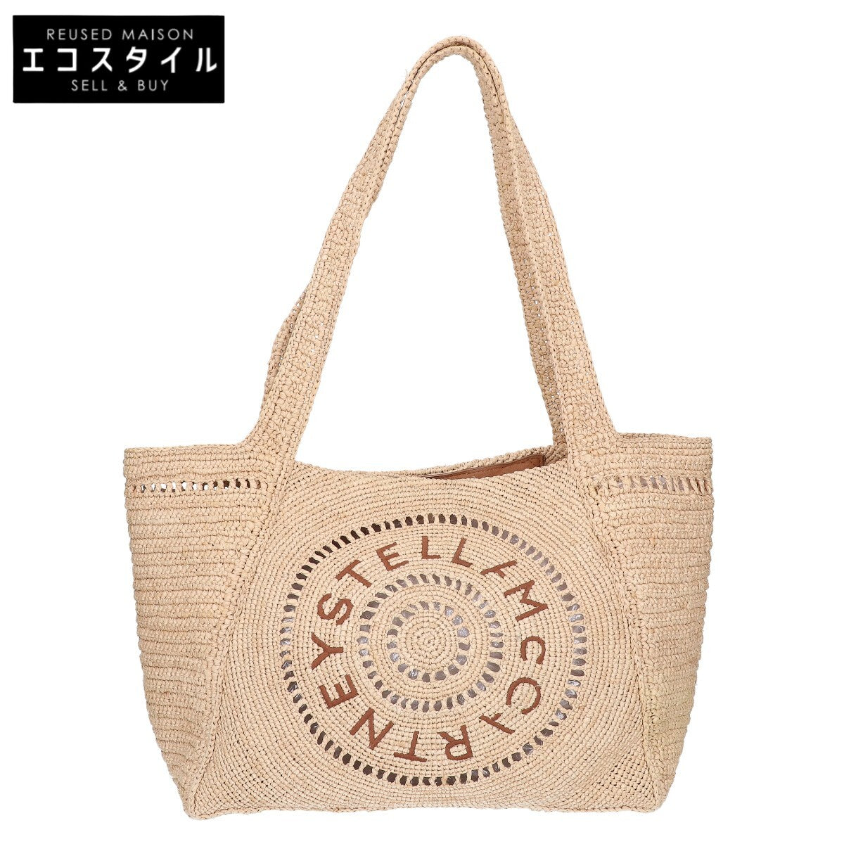 STELLA McCARTNEY ステラマッカートニー 7B0107WP0375 ロゴ刺繍 ラフィア クロシェ トートバッグ