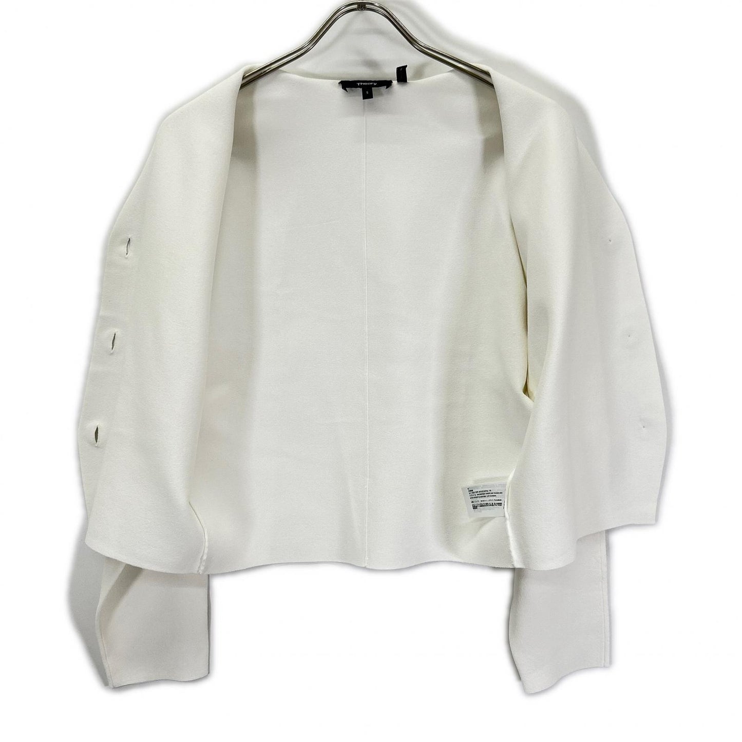 Theory セオリー 26SS ホワイト WOOSTER CREPE KNIT Vネック 長袖カーディガン トップス