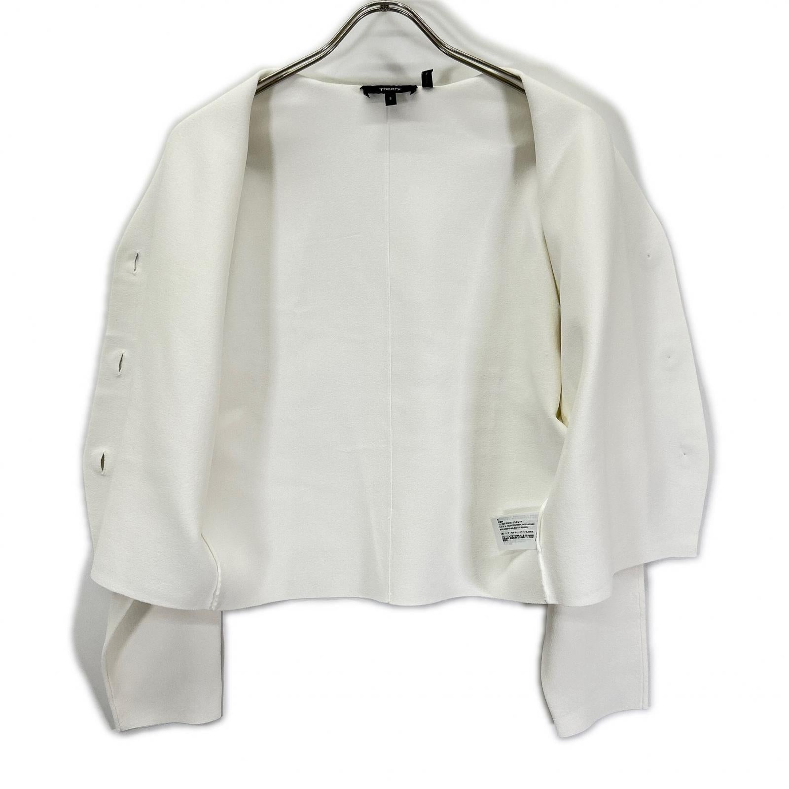 Theory セオリー 26SS ホワイト WOOSTER CREPE KNIT Vネック 長袖カーディガン トップス