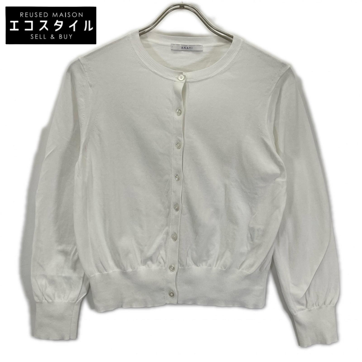 ANAYI アナイ 26SS 102628-16-130-01-380 ホワイト クルーネック長袖カーディガン トップス