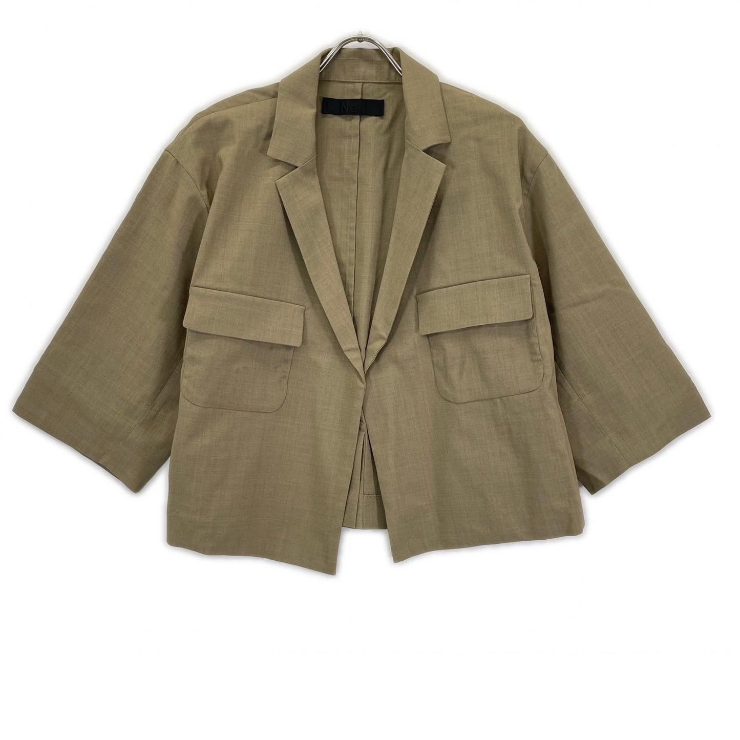 Nell ネル 【Maison IENA 別注】ベージュ リネン混ショートジャケット ジャケット