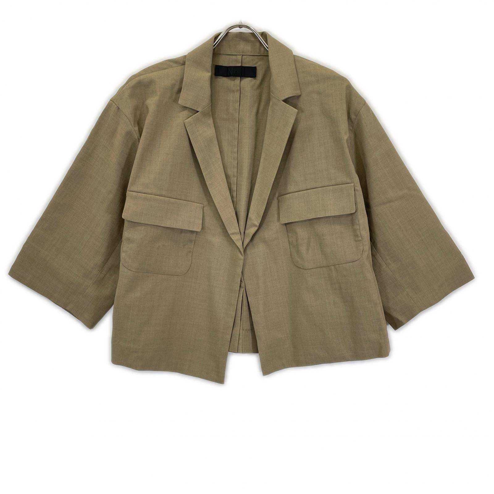 Nell ネル 【Maison IENA 別注】ベージュ リネン混ショートジャケット ジャケット