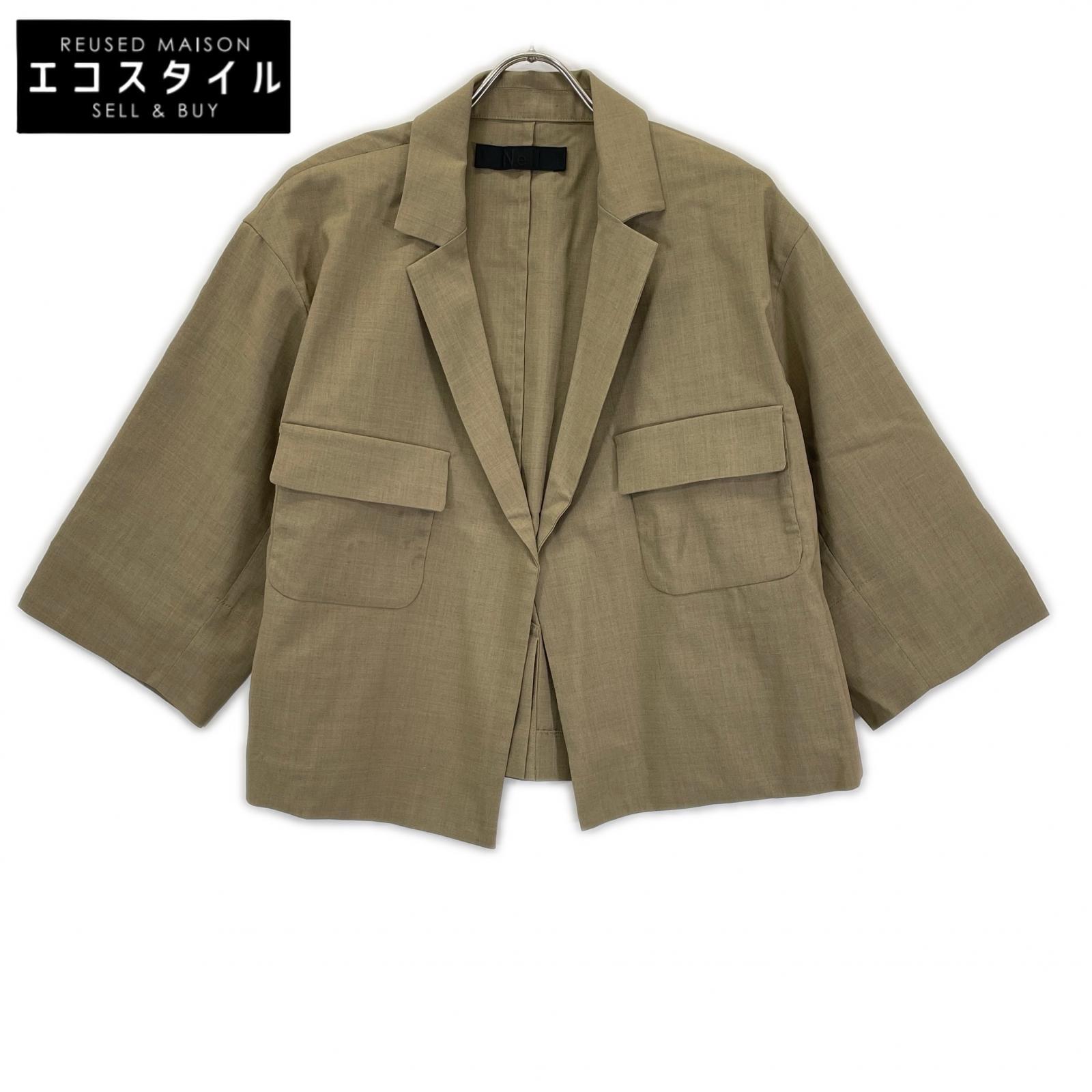 Nell ネル 【Maison IENA 別注】ベージュ リネン混ショートジャケット ジャケット