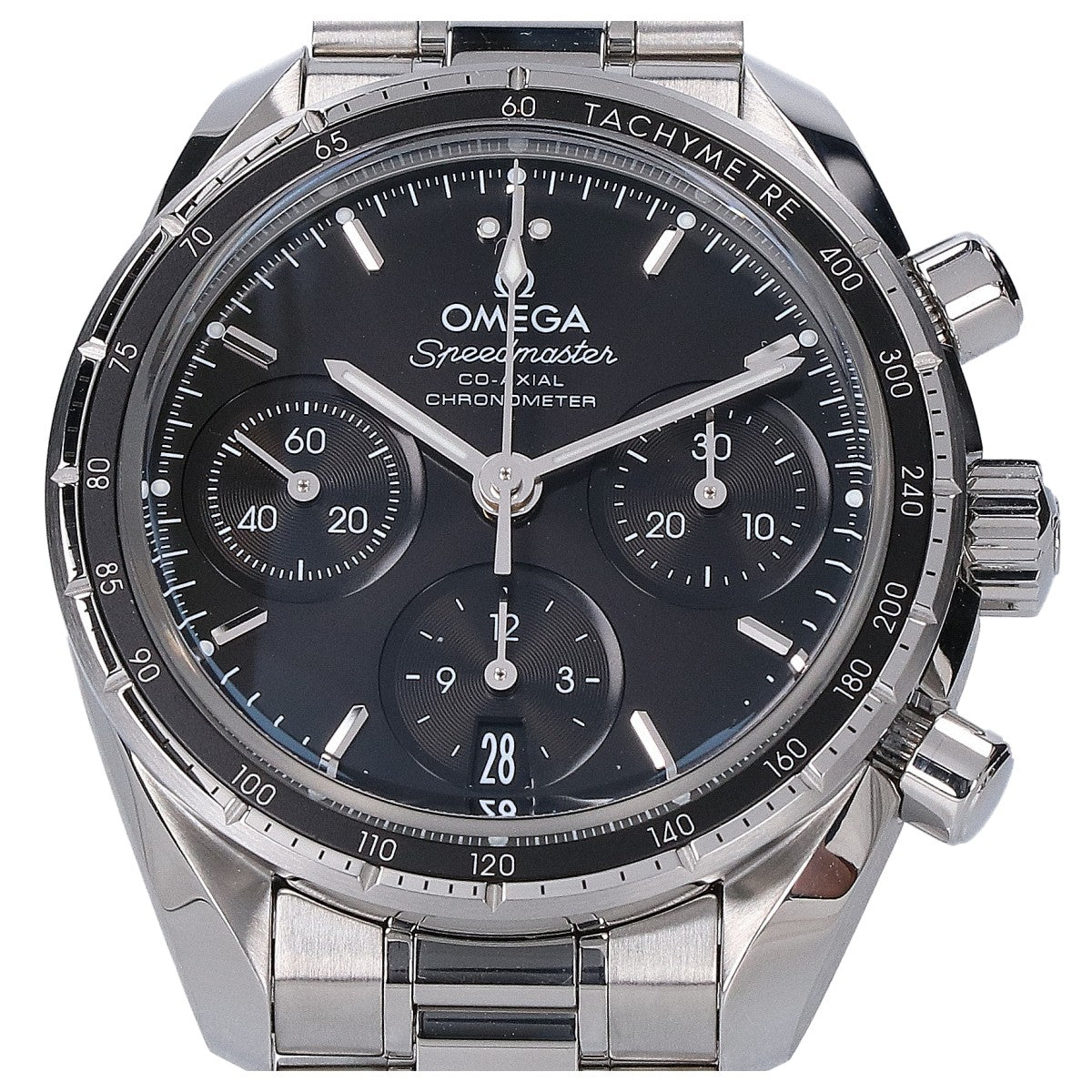 OMEGA オメガ 新品仕上げ済み 324.30.38.50.01.001 スピードマスター38 コーアクシャル クロノメーター クロノグラフ デイト 黒文字盤 自動巻き 腕時計