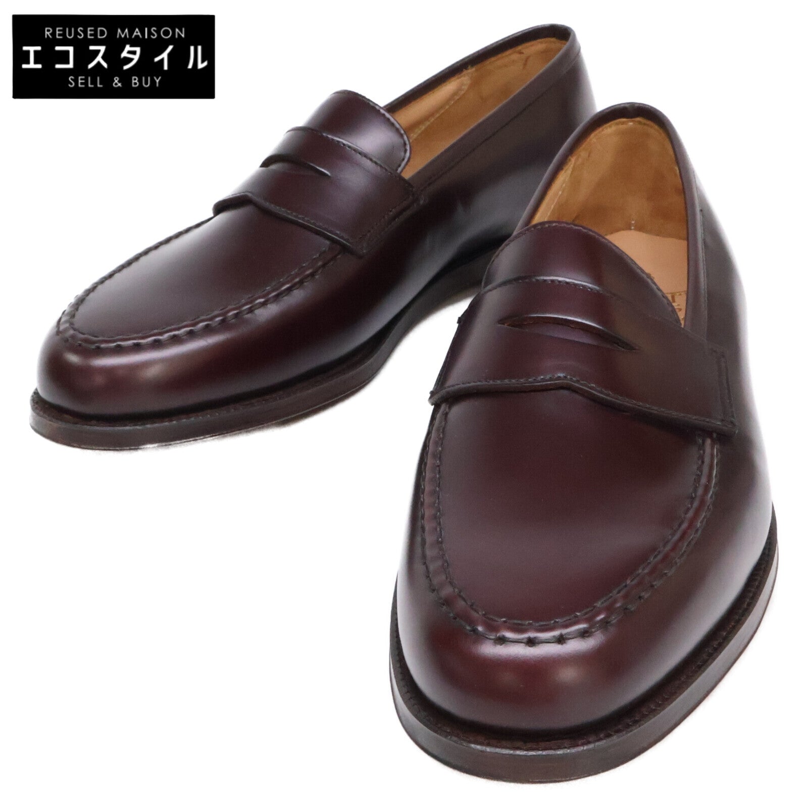 Crockett&Jones クロケット＆ジョーンズ 【新品同様】28363 BOSTON ボストン キャバルリーカーフ レザーソール 314ラスト コインローファー シューズ