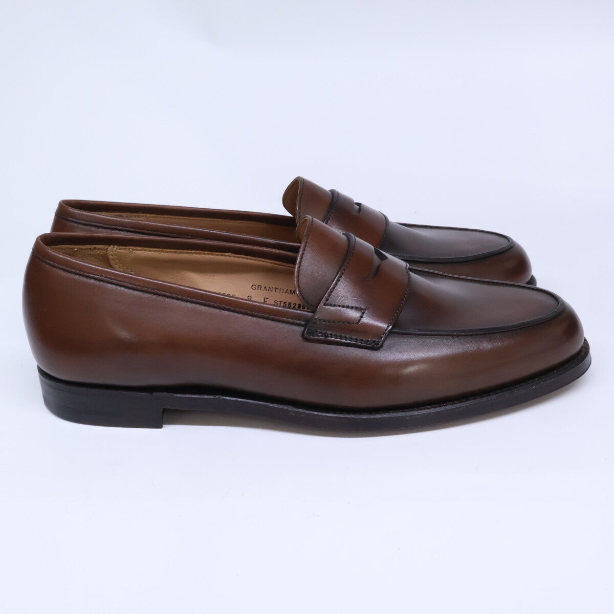 Crockett&Jones クロケット＆ジョーンズ 【新品同様】26225A-B02L1 GRANTHAM2 グランサム2 バーニッシュドカーフ レザーソール 376ラスト コインローファー シューズ