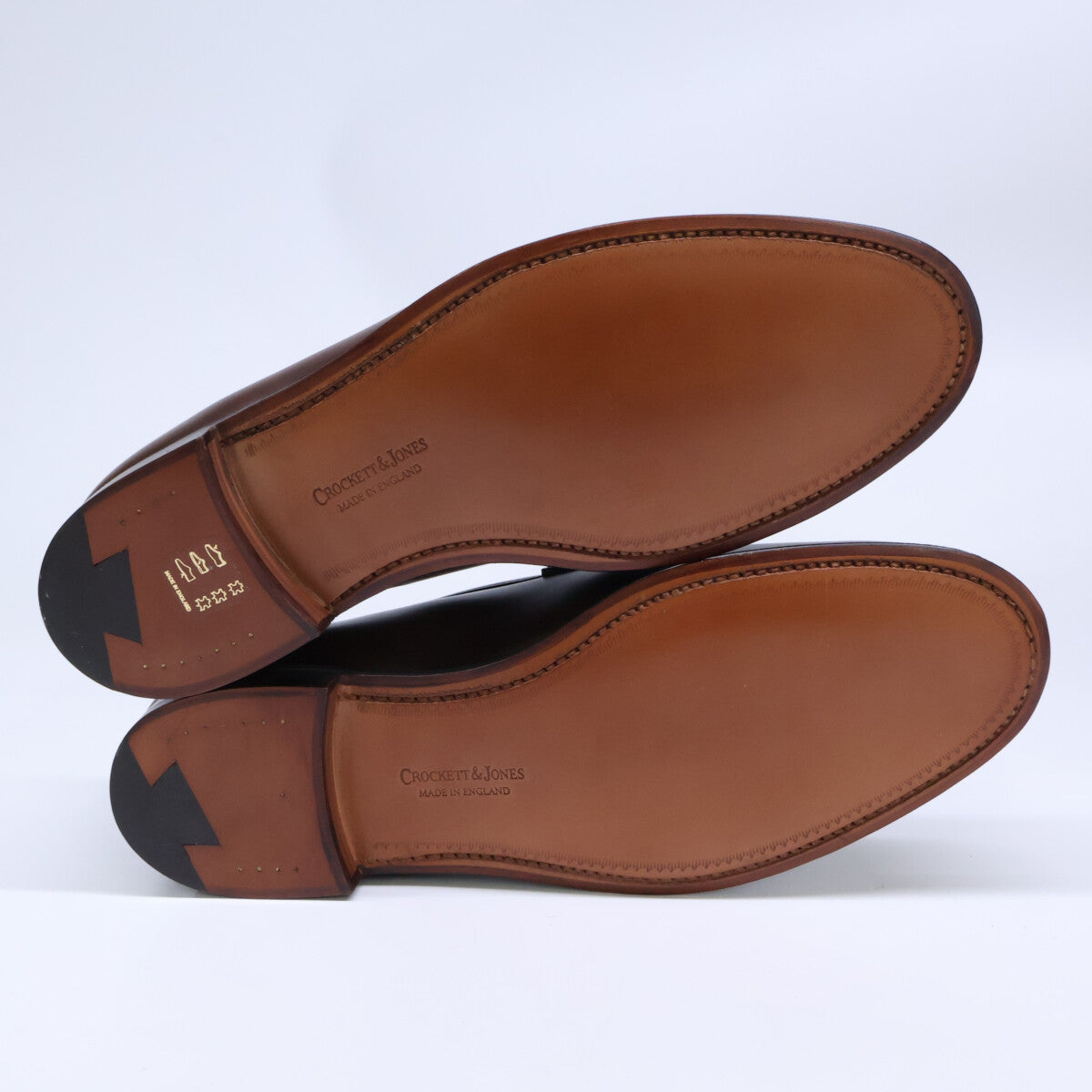 Crockett&Jones クロケット＆ジョーンズ 【新品同様】26225A-B02L1 GRANTHAM2 グランサム2 バーニッシュドカーフ レザーソール 376ラスト コインローファー シューズ