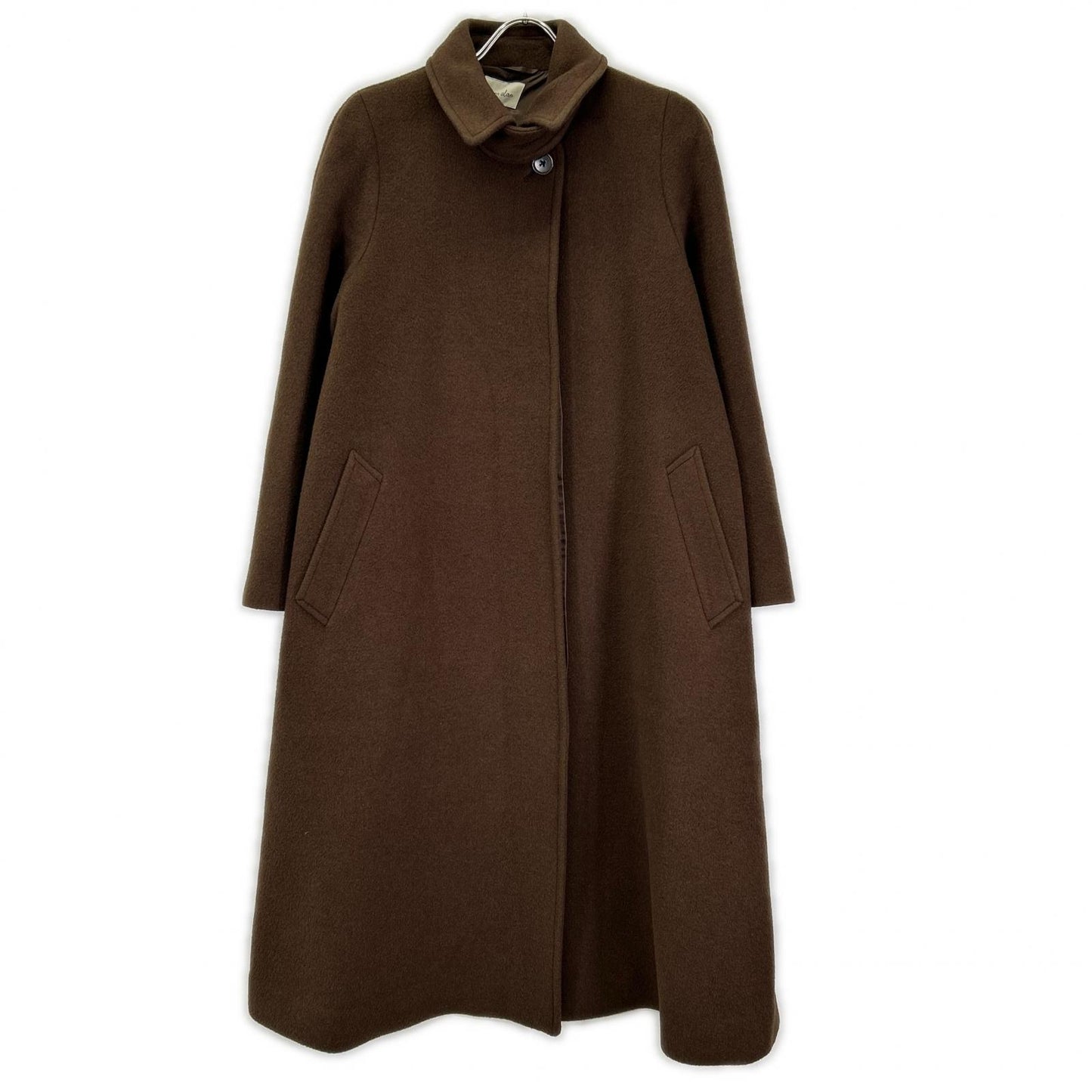 steven alan スティーブンアラン ブラウン ウール×カシミヤ 比翼ボタン ステンカラーコート コート