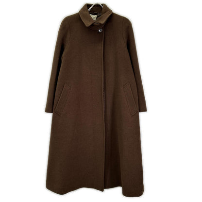 steven alan スティーブンアラン ブラウン ウール×カシミヤ 比翼ボタン ステンカラーコート コート
