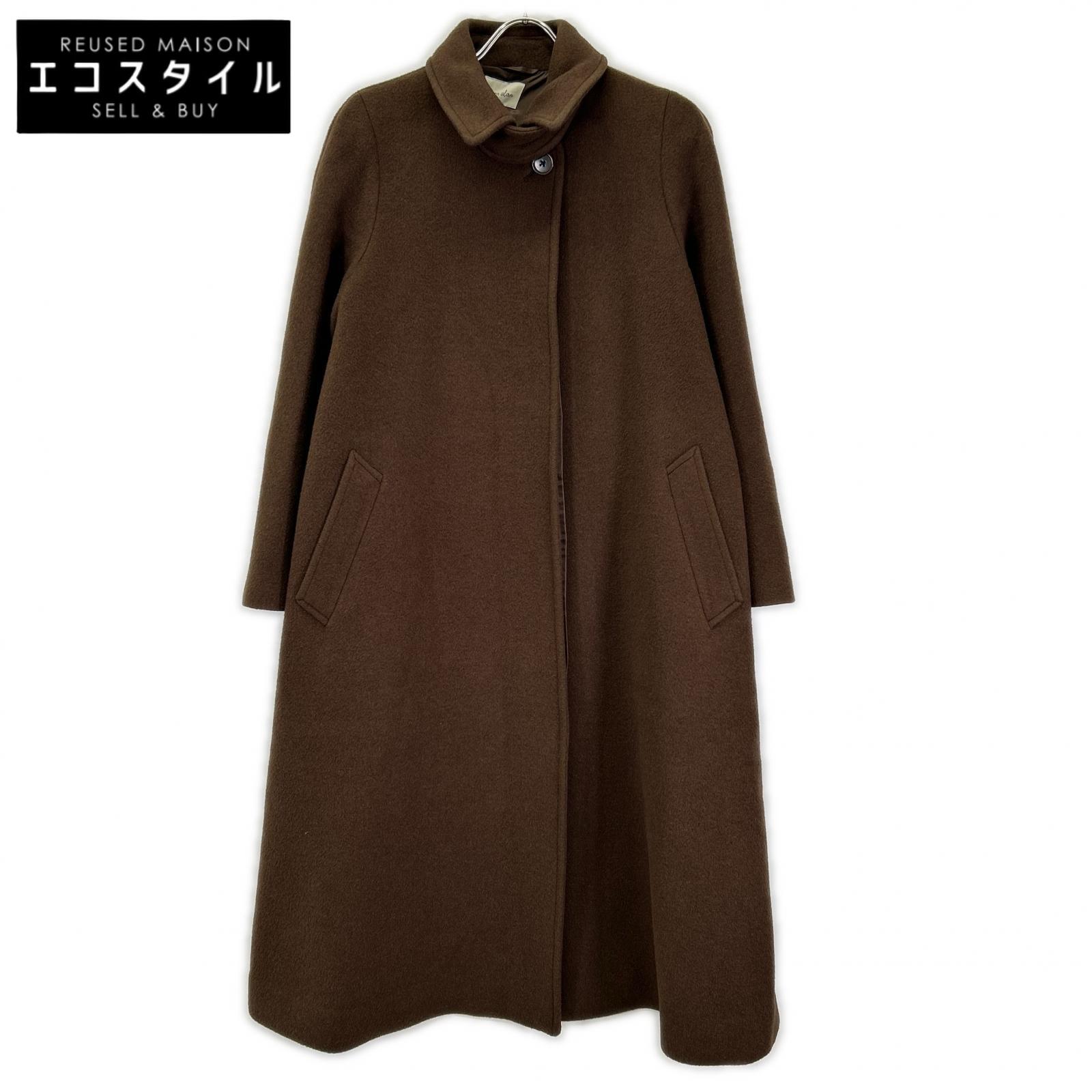 steven alan スティーブンアラン ブラウン ウール×カシミヤ 比翼ボタン ステンカラーコート コート