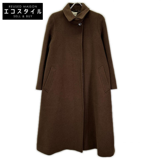steven alan スティーブンアラン ブラウン ウール×カシミヤ 比翼ボタン ステンカラーコート コート