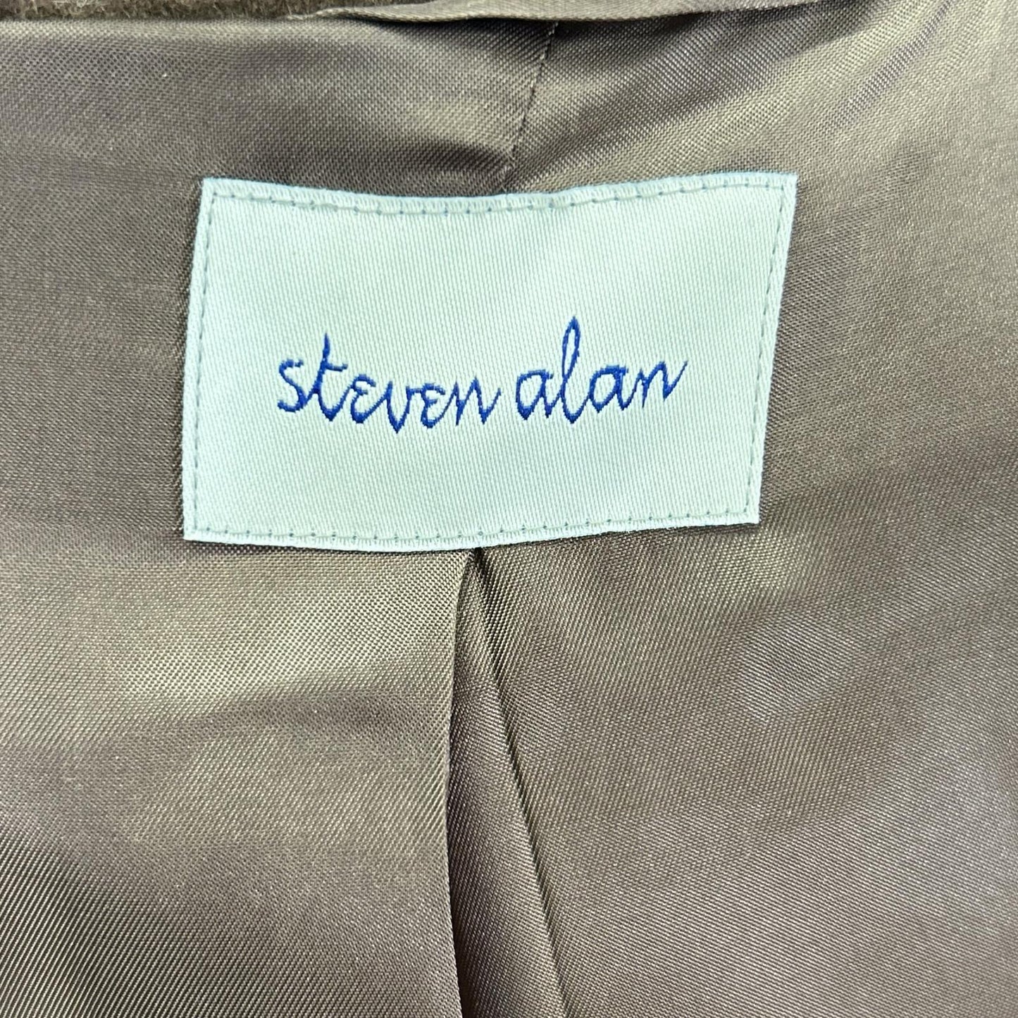 steven alan スティーブンアラン ブラウン ウール×カシミヤ 比翼ボタン ステンカラーコート コート