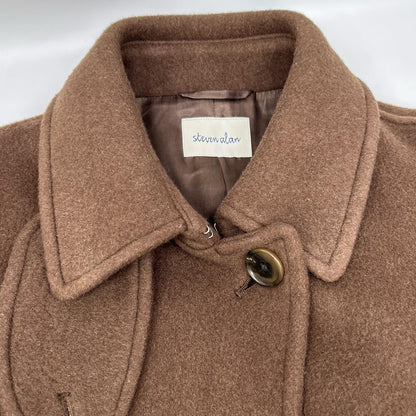 steven alan スティーブンアラン ブラウン ウール×カシミヤ 比翼ボタン ステンカラーコート コート