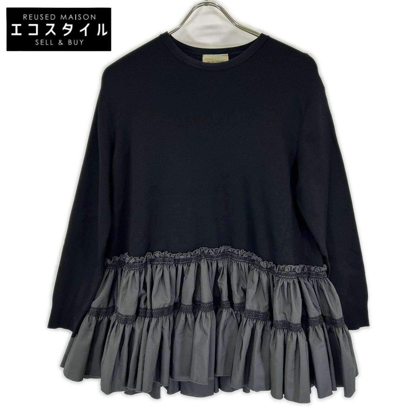UNITED ARROWS ユナイテッドアローズ チャコール エンブロティアードコンビニット トップス