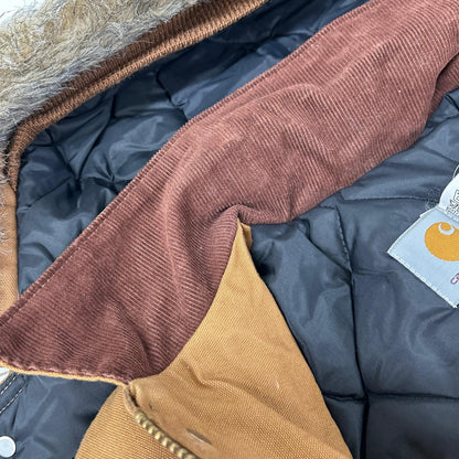 carhartt カーハート USA製　90s　ライトブラウン 星タグ フルジップ ダック生地 コーデュロイ襟 カバーオールジャケット ジャケット