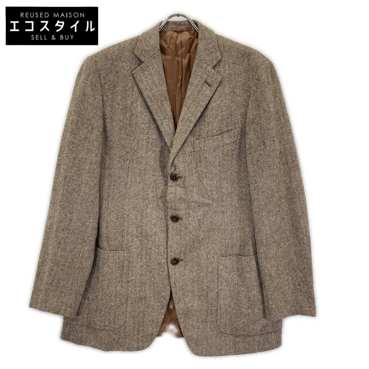 Belvest Belvest brown wool x cashmere herringbone tweed jacket