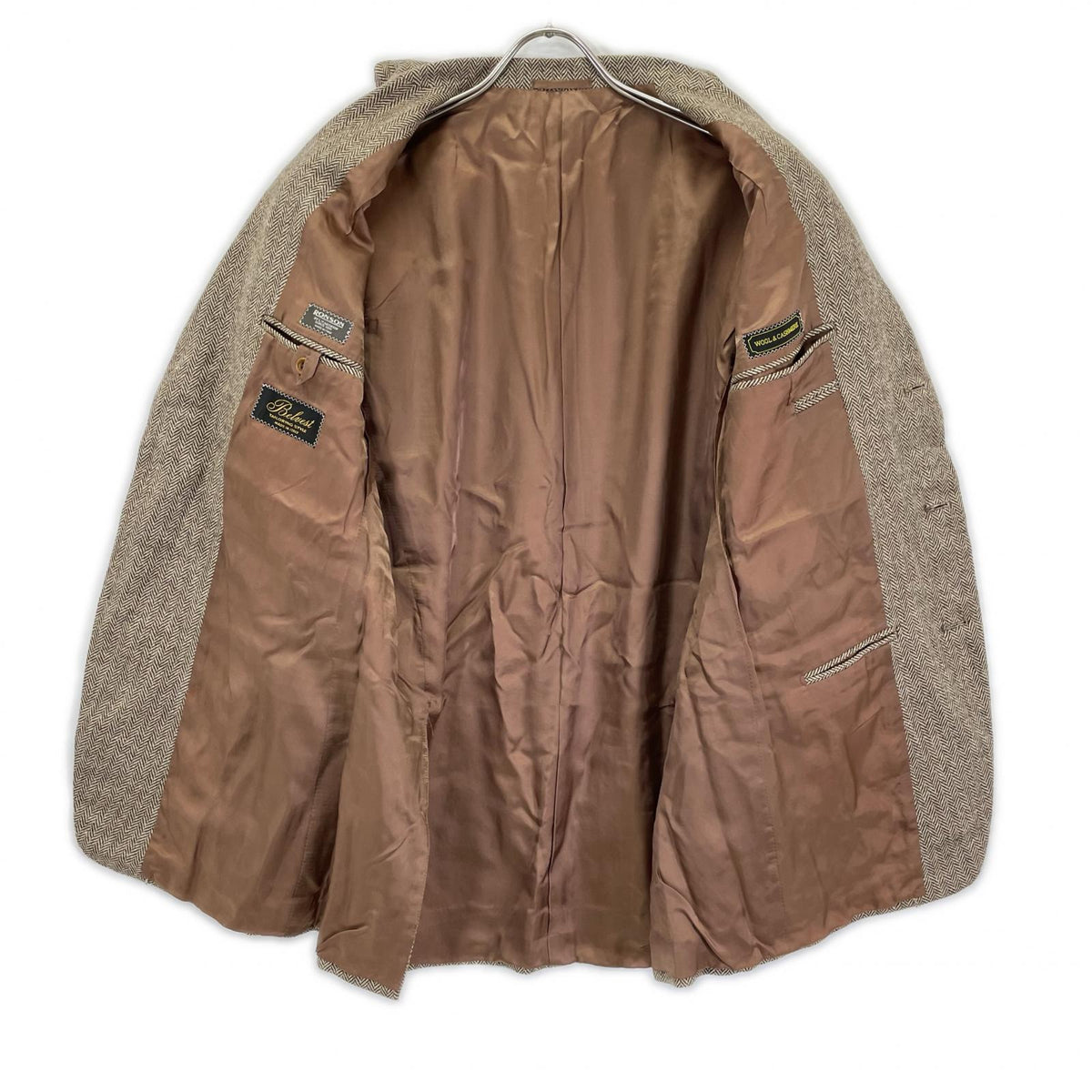 Belvest Belvest brown wool x cashmere herringbone tweed jacket