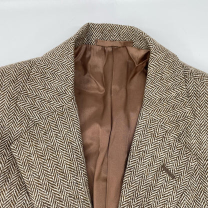 Belvest Belvest brown wool x cashmere herringbone tweed jacket