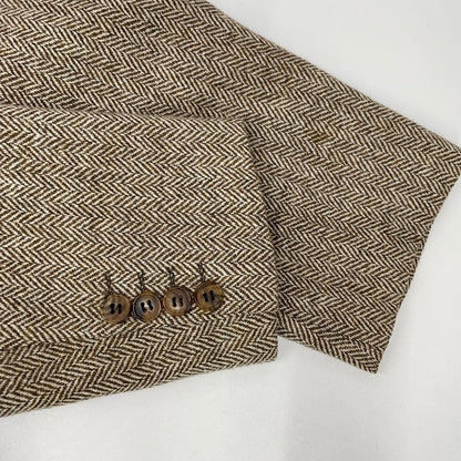 Belvest Belvest brown wool x cashmere herringbone tweed jacket