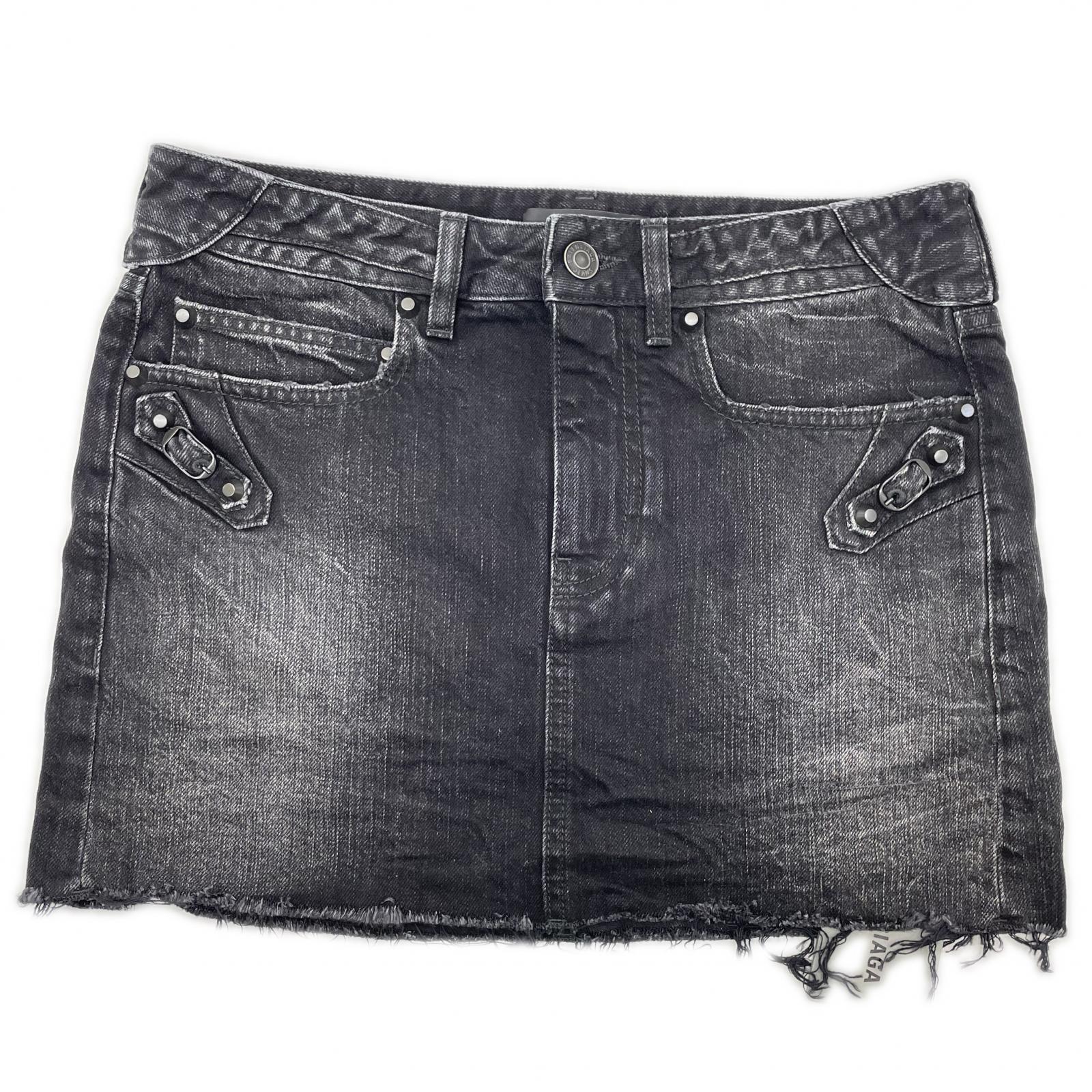 BALENCIAGA バレンシアガ 25年製 ブラック ウォッシュ加工 City Mini Denim Skirt/シティミニスカー スカート