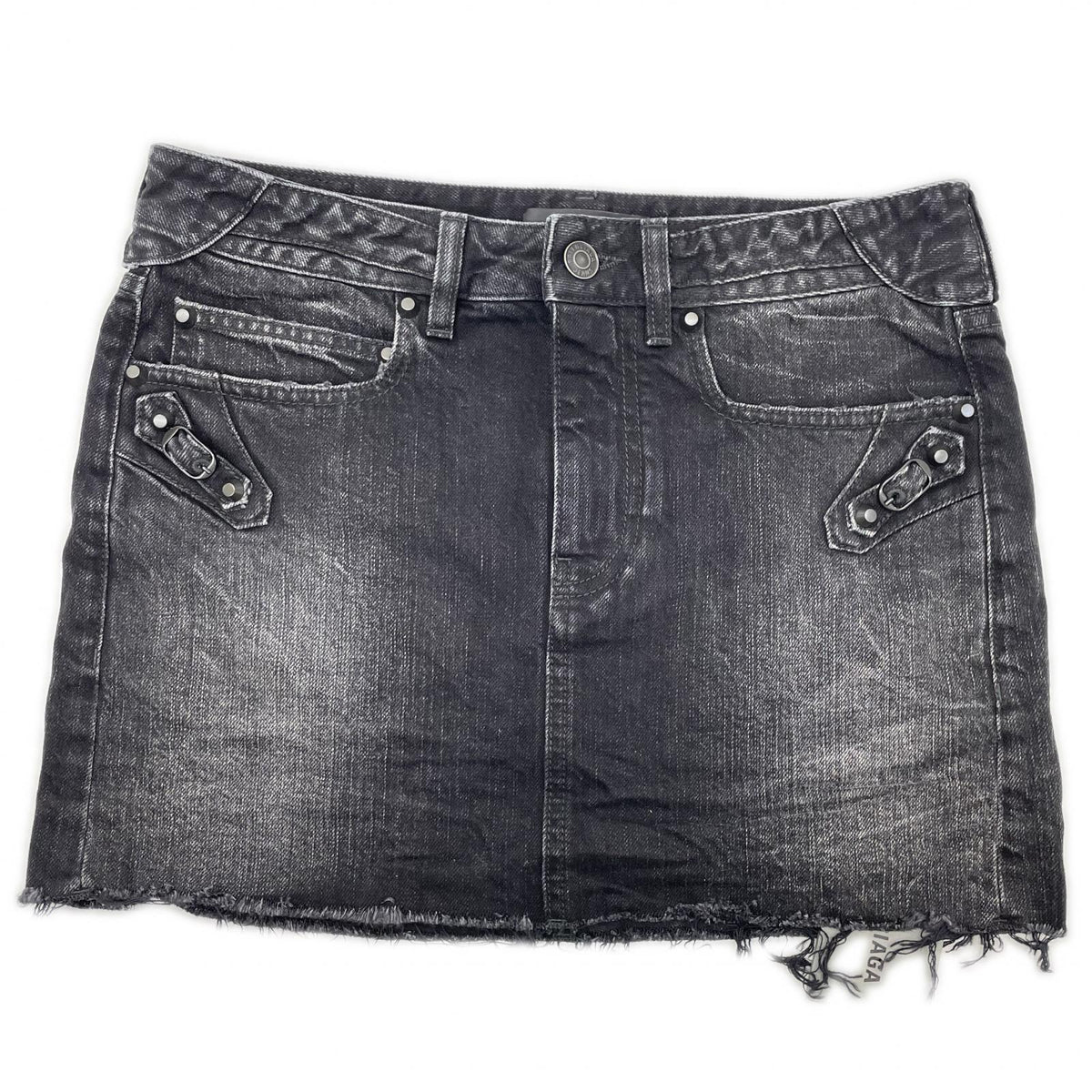 BALENCIAGA バレンシアガ 25年製 ブラック ウォッシュ加工 City Mini Denim Skirt/シティミニスカー スカート