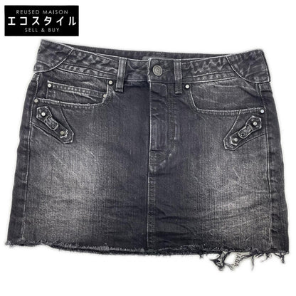 BALENCIAGA バレンシアガ 25年製 ブラック ウォッシュ加工 City Mini Denim Skirt/シティミニスカー スカート