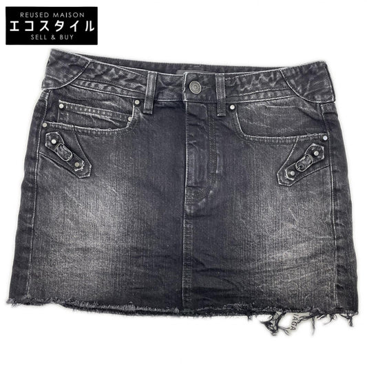 BALENCIAGA バレンシアガ 25年製 ブラック ウォッシュ加工 City Mini Denim Skirt/シティミニスカー スカート
