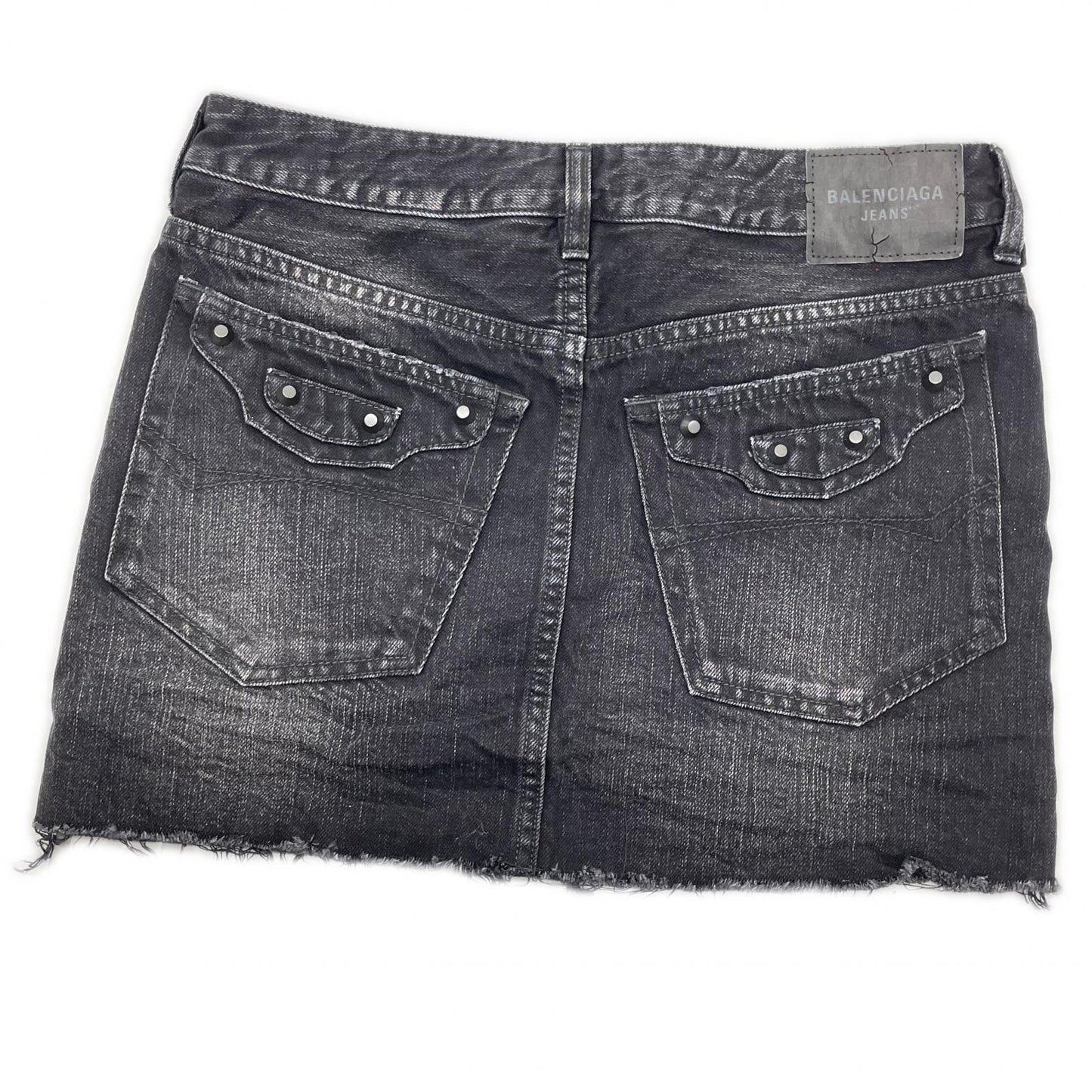 BALENCIAGA バレンシアガ 25年製 ブラック ウォッシュ加工 City Mini Denim Skirt/シティミニスカー スカート
