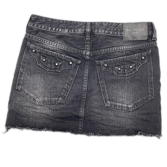 BALENCIAGA バレンシアガ 25年製 ブラック ウォッシュ加工 City Mini Denim Skirt/シティミニスカー スカート