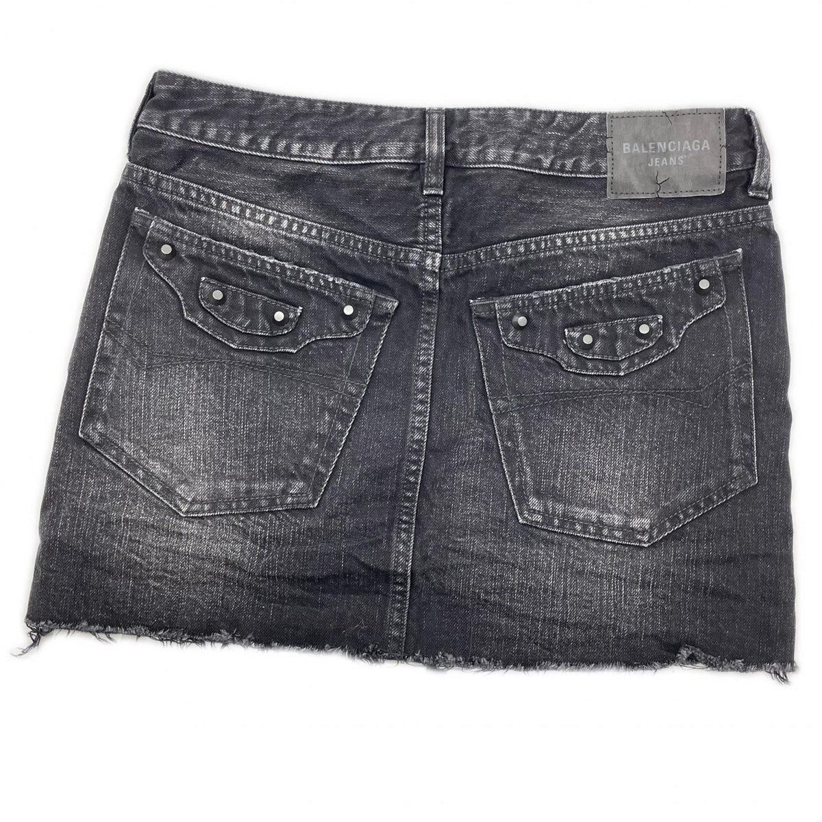 BALENCIAGA バレンシアガ 25年製 ブラック ウォッシュ加工 City Mini Denim Skirt/シティミニスカー スカート