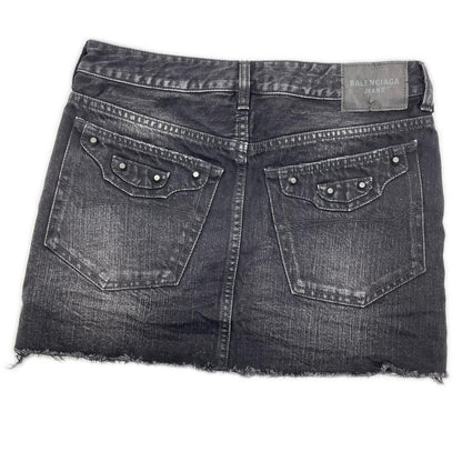 BALENCIAGA バレンシアガ 25年製 ブラック ウォッシュ加工 City Mini Denim Skirt/シティミニスカー スカート