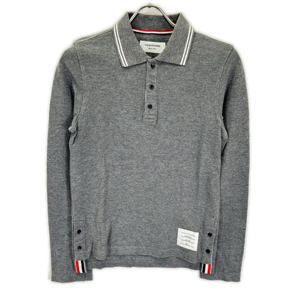 THOM BROWNE トムブラウン グレー トリコロール ロングスリーブ ポロシャツ トップス