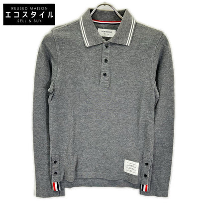 THOM BROWNE トムブラウン グレー トリコロール ロングスリーブ ポロシャツ トップス