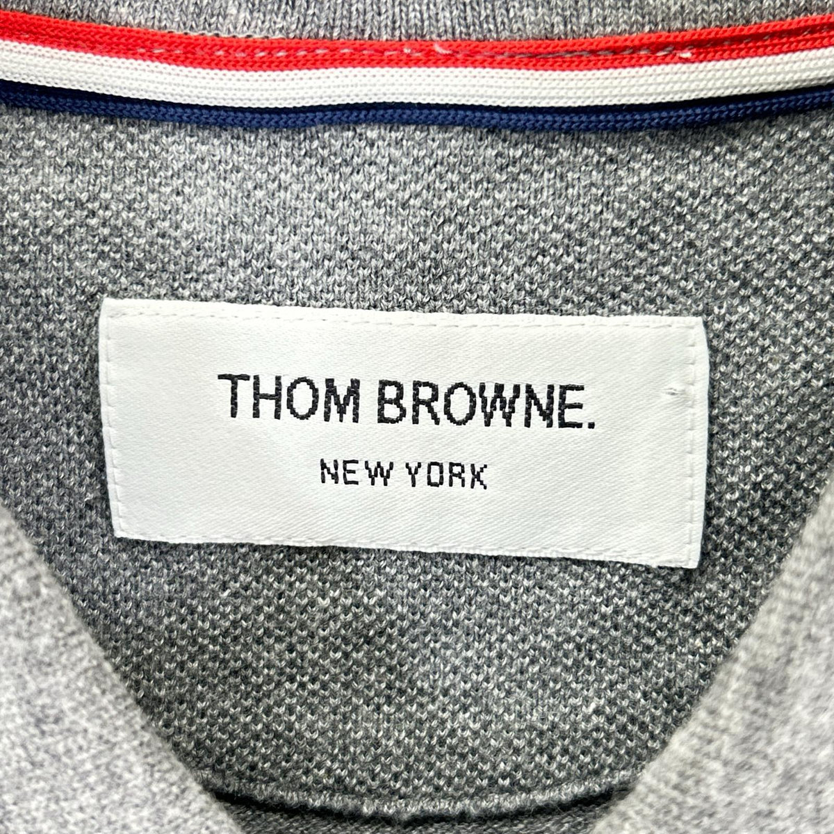 THOM BROWNE トムブラウン グレー トリコロール ロングスリーブ ポロシャツ トップス