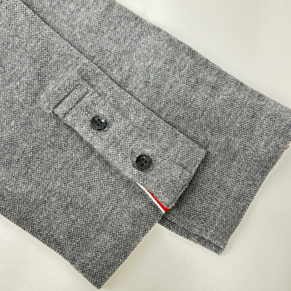 THOM BROWNE トムブラウン グレー トリコロール ロングスリーブ ポロシャツ トップス
